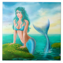 Sirène en céramique carreaux en mer