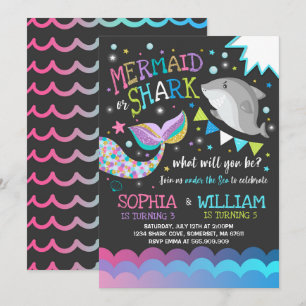 Sirène Et Requin Anniversaire Invitation Pool