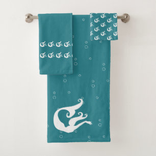 sirène océanique bleu turquoise blanc