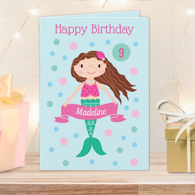 Sirène Personnalisée Âge & Nom Carte Anniversaire (Créateur téléchargé)