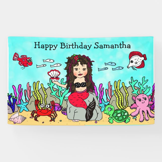 Sirène sous la bannière d'anniversaire de la mer (Horizontal)