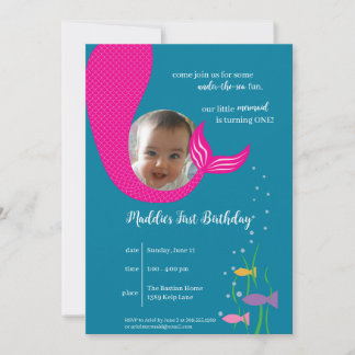 Sirène sous la mer 1er anniversaire Invitation de 