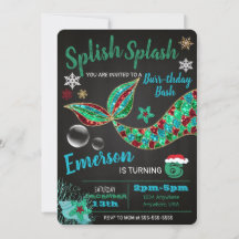 Sirène sous la mer, hiver, invitation de Noël