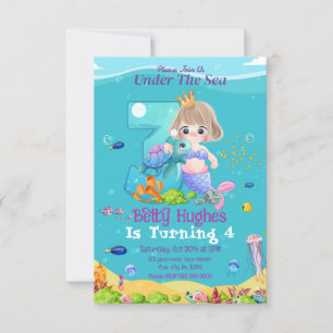 Sirène sous la mer Invitation d'anniversaire 3