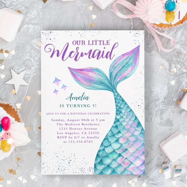 Sirène sous la mer Invitation fête d'anniversaire (Créateur téléchargé)