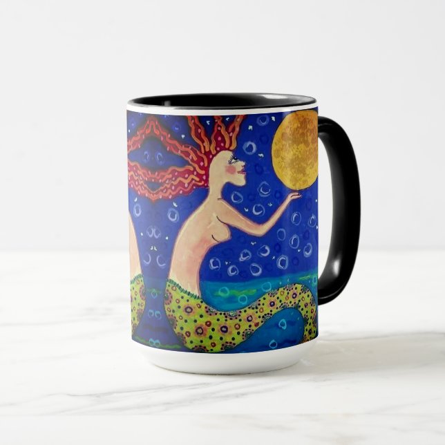 Sirène tenant de la lune Mug (Devant droit)