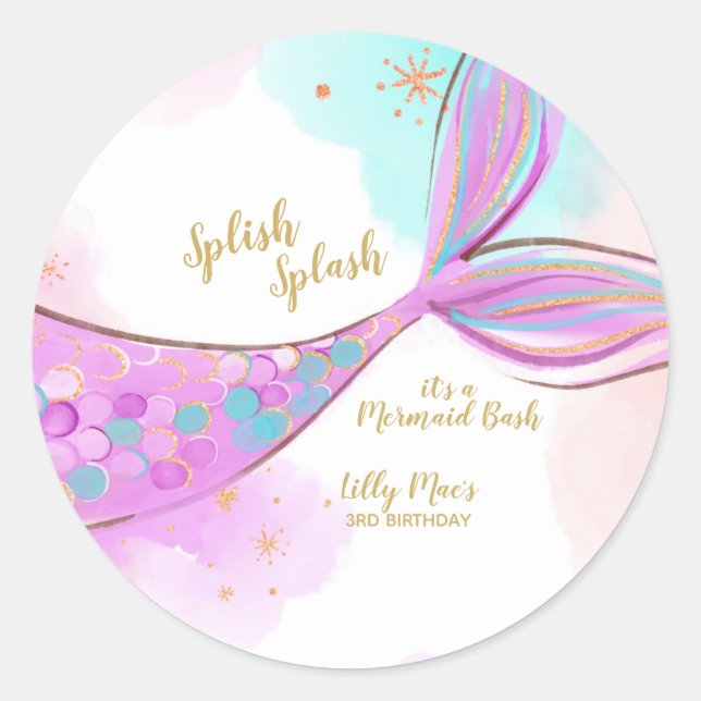 Sirène Whimsical Sous Sticker Rond De Mer (Devant)