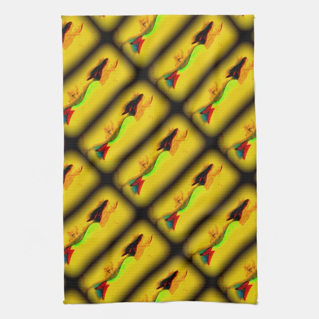 sirènes ascendantes serviettes de cuisine (Vertical)