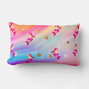 Sirènes en nuages arc-en-ciel Lumbar Coussin