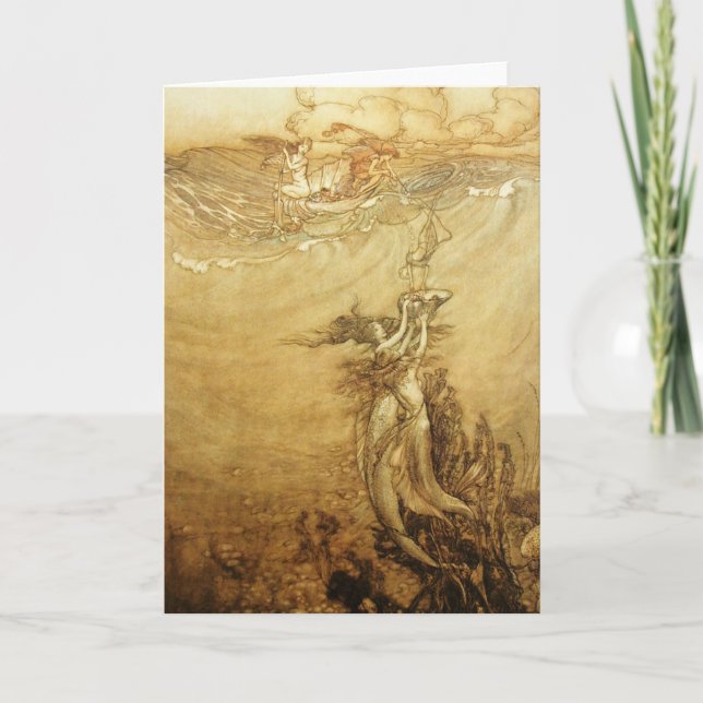 Sirènes Pêche Pour Perles Carte De Voeux (Devant)