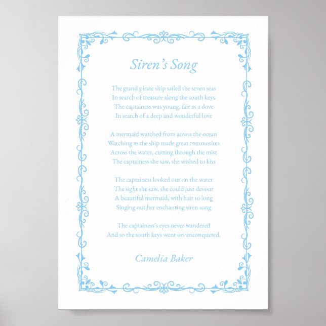 Siren's Song Poem Print (Front)