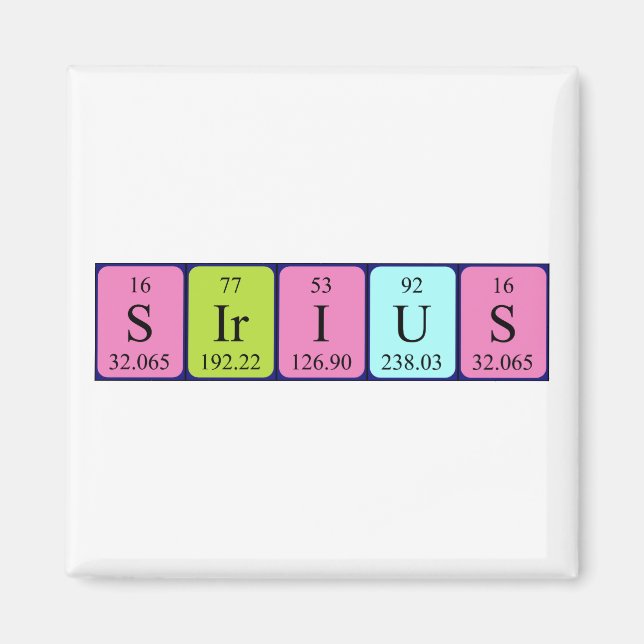 Sirius periodic table name magnet 1 (Front)