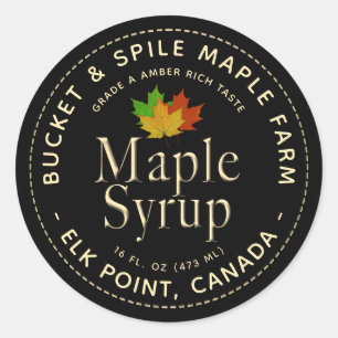 Sirop d'érable Étiquette couleur Feuilles d'érable