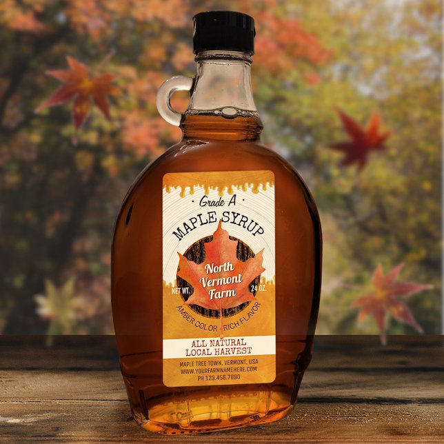 Sirop d'érable Feuilles d'automne Jar d'affaires p (Créateur téléchargé)