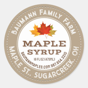 Sirop d'érable rustique Étiquette Feuilles d'érabl