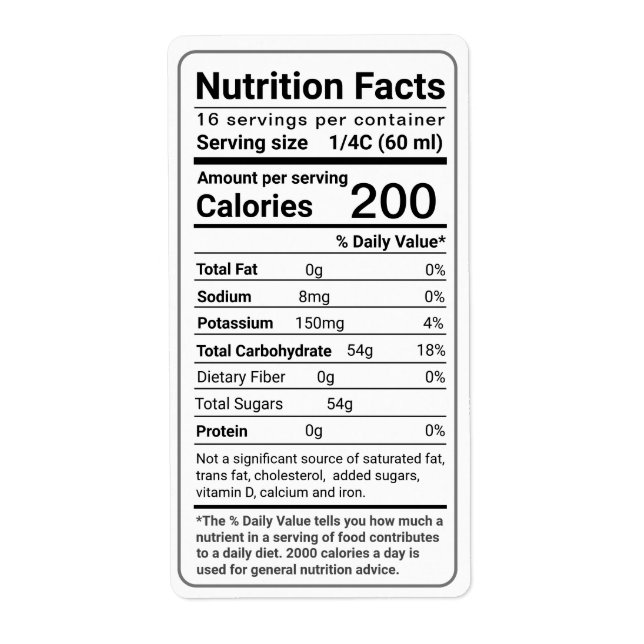 Sirop d'érable Valeur nutritive Derniers règlement (Devant)