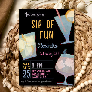 Siroter un cocktail amusant invitation d'anniversa