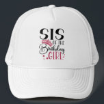 Sis of the Birthday Girl Customized Squad Matching Trucker Hat<br><div class="desc">Looking for a birthday shirt that will make your party complete? Look no further than our matching birthday crew shirts! These stylish tees are perfect for any birthday party girl's day out. Our matching shirts make a great gift for your friends and family, and can be worn together as a...</div>