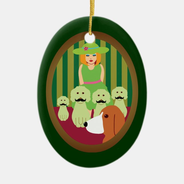 Sis & P and the Moustached Dogs of Mystery Ceramic Ornament (Front)