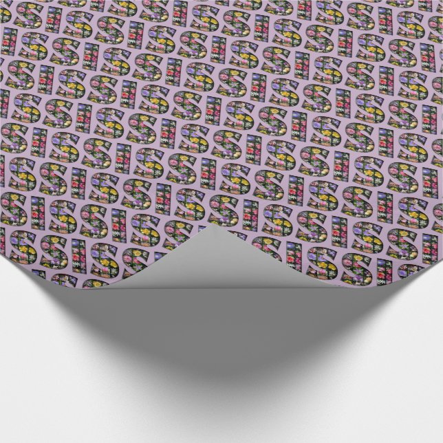 Sis Typography Flowers in Text Pattern Floral Wrapping Paper (Corner)