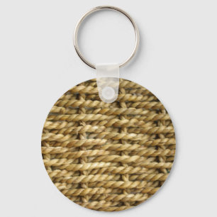 Sisal basket weave pattern keychain