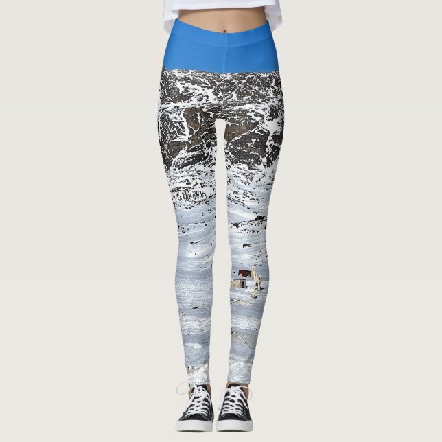 Sisimiut Greenland Outback Landscape Blue sky Leggings (Front)