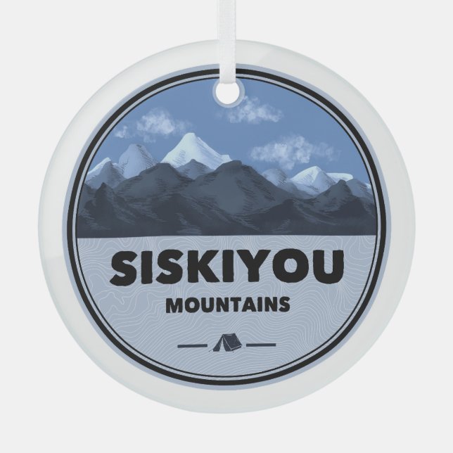 Siskiyou Mountains California Camping Glass Ornament (Front)