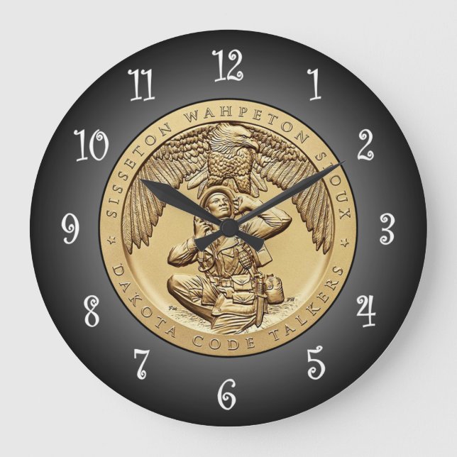 Sisseton Wahpeton Oyate Sioux Code Talkers ~  Large Clock (Front)