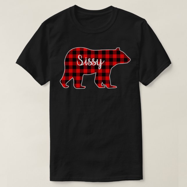 Sissy Bear Red Plaid Family Matching Christmas Paj T-Shirt (Design Front)