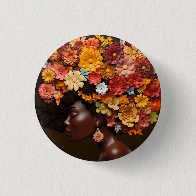 Sista Black Queen Melanin Woman Black Girl Magic 1 Inch Round Button (Front)