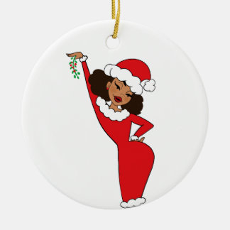 Sista Claus Caramel Ceramic Ornament