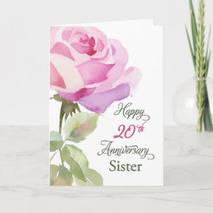 Sister 20th Anniversary Catholic Nun Pink Rose Card