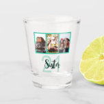 Sister 21st Birthday Teal Modern Photo Collage Shot Glass<br><div class="desc">Put a smile on a face with this personalized 21st birthday modern photo collage shot glass for your sister. The perfect gift or party accessory! - Simply click to personalize this design 🔥 My promises - This design is unique and is designed with you in mind 🙏 Thank you for...</div>