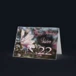 Sister 22nd Birthday with magnolia Card<br><div class="desc">A beautiful pink magnolia growing on a tree in springtime. A beautiful card that will be sure to please your sister on her 22nd birthday.</div>
