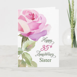 Sister 35th Anniversary Catholic Nun Pink Rose Card