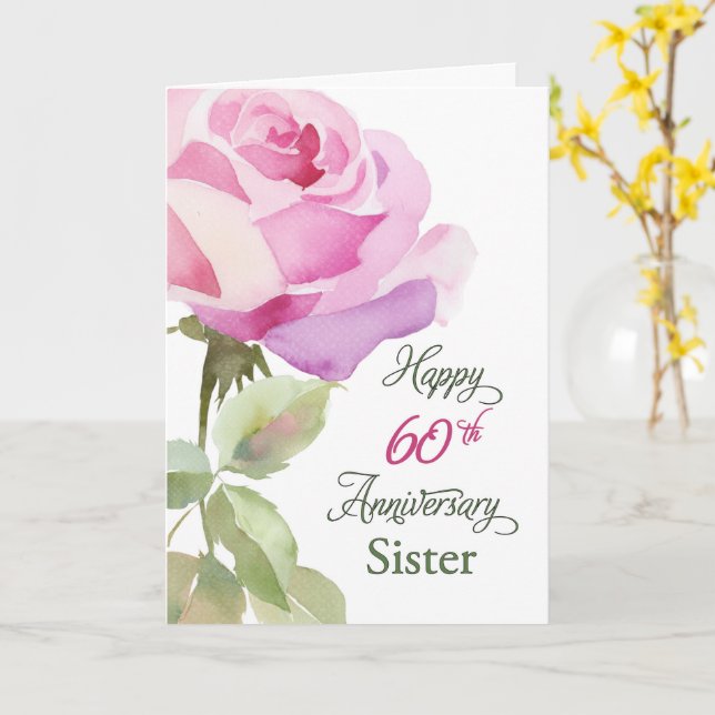 Sister 60th Anniversary Catholic Nun Jubilee Pink  Card (Yellow Flower)