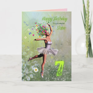 Sister age 7, flower fairy birthday card