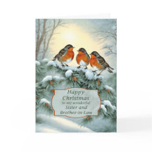 Sister and brother in Law Robins Happy Christmas