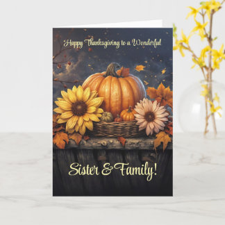 Sister and Family Happy Thanksgiving  Card