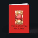Sister and Family Merry Christmas card<br><div class="desc">'Tis the season to party and celebrate: Merry Christmas! Surprise your nearest and dearest, your friends, co-workers, neighbours or even your boss with a special card. Many different designs available: from a modern collage photography card, mixing ornaments and winter landscapes, a classic vintage christmas theme or a more modern holiday...</div>