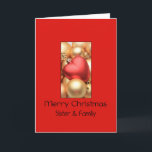 Sister and Family Merry Christmas card<br><div class="desc">'Tis the season to party and celebrate: Merry Christmas! Surprise your nearest and dearest, your friends, co-workers, neighbours or even your boss with a special card. Many different designs available: from a modern collage photography card, mixing ornaments and winter landscapes, a classic vintage christmas theme or a more modern holiday...</div>