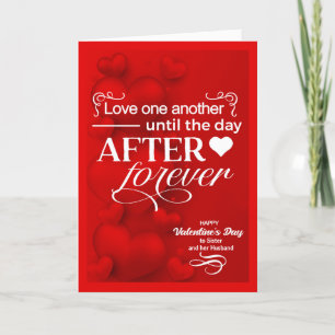 Sister and her Husband Valentine's Day Red Hearts Holiday Card