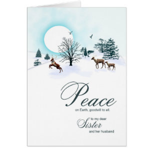 Sister and husband, Christmas with reindeer