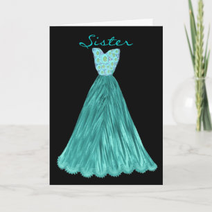 SISTER Be My  Bridesmaid RICH TEAL BLUE Dress Invitation
