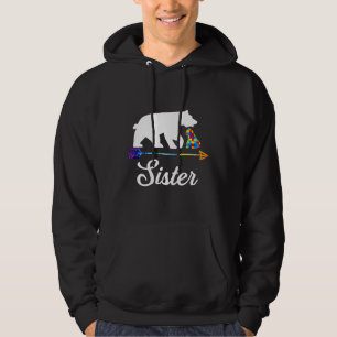 Sister Bear Autism Awareness Proud Autism Mom Hoodie