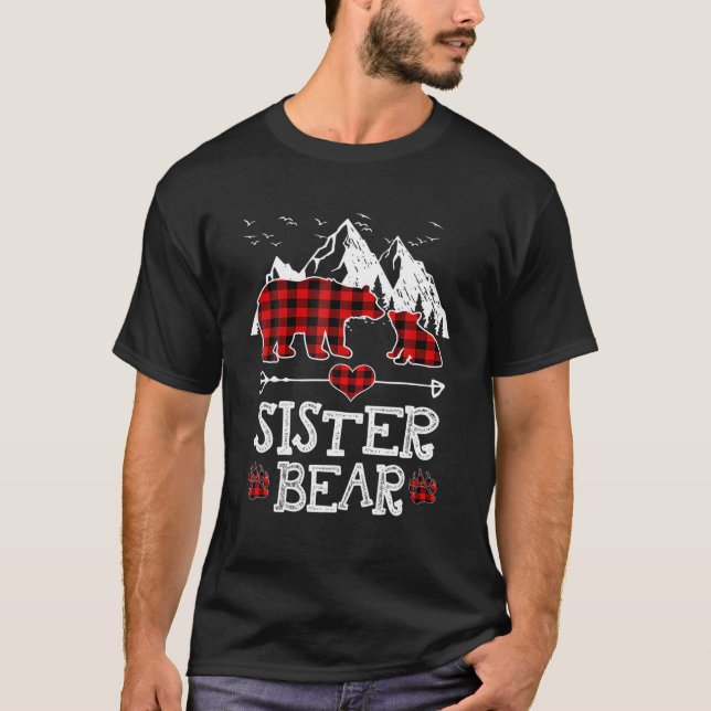 Sister Bear , Red Buffalo Plaid Sister Bear Pajama T-Shirt (Front)