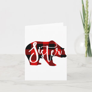 Sister Bear Rustic Red Buffalo Plaid Family  Card