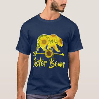 Sister Bear Sunflower  Funny Mother Father Gift T-Shirt
