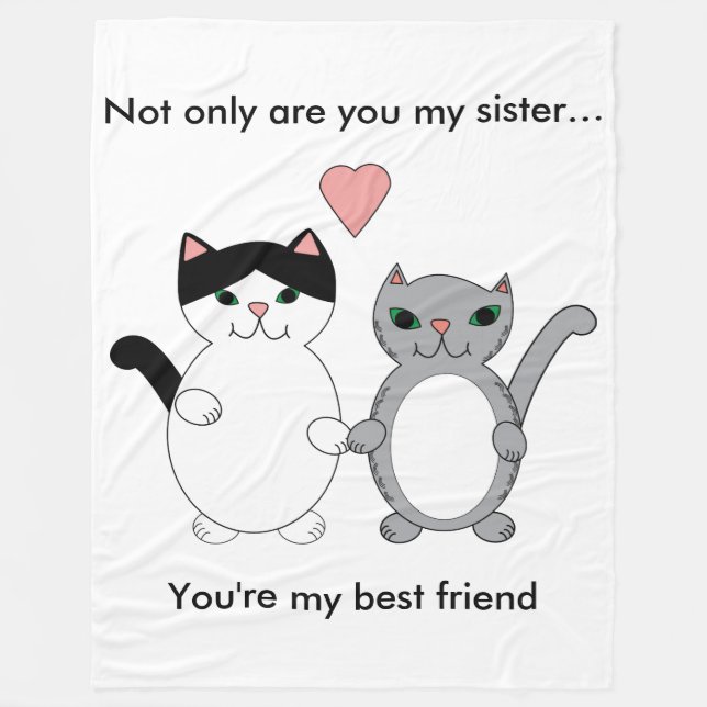 Sister Best Friend Cats Customizable Fleece Blanket (Front)