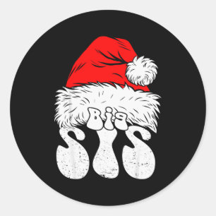 Sister Big Santa Christmas Family Matching Pajamas Classic Round Sticker